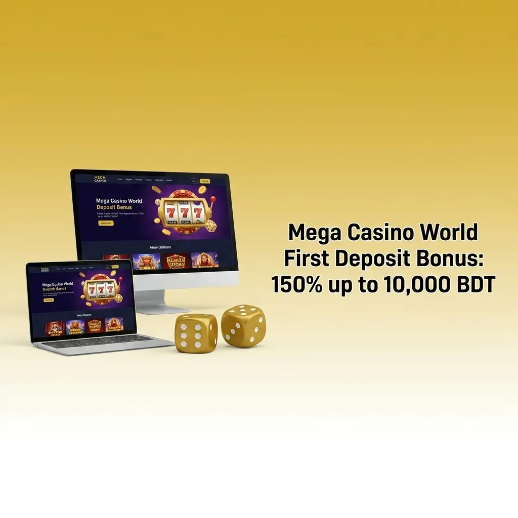 Mega Casino World 150% first deposit bonus up to 10,000 BDT for Bangladesh players on casino and sports betting