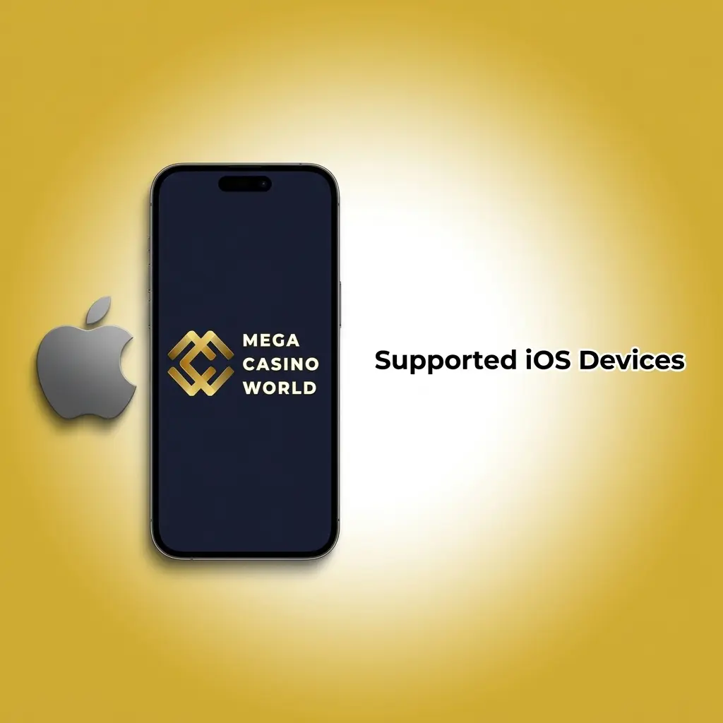 List of supported iOS devices for Mega Casino World app including iPhone SE, XR, XS, 11-15 series, iPad Air, iPad Pro, iPod Touch